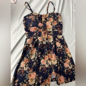 dELiA*s Floral Button-Down Dress - Navy and Pink